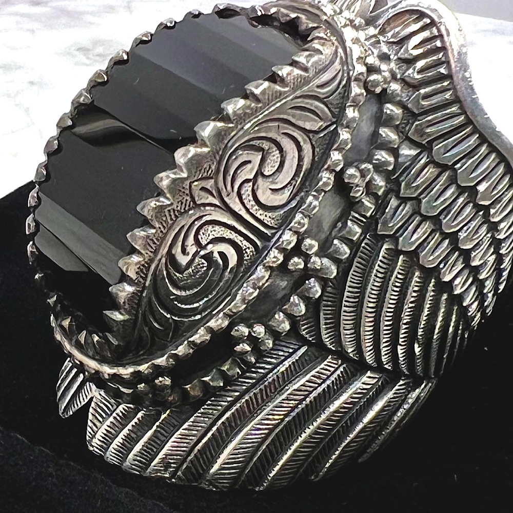 Pitango rings. Sterling silver & faceted black onyx handcrafted ring. Stunner.